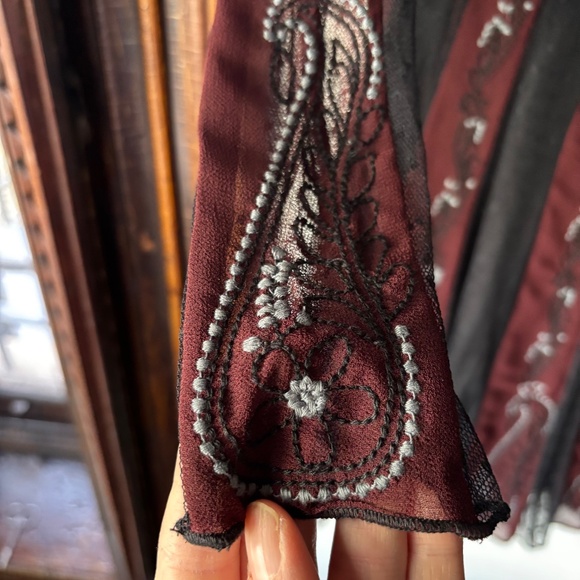 NWOT Free People Tough Love Goth Fit & Flare Dress in Black and Burgundy - Picture 10 of 14